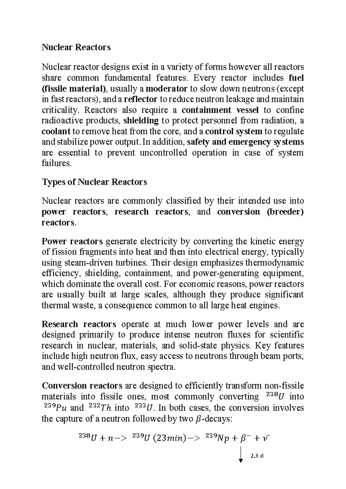 Nuclear Reactors - Course Material Overview and Design Types - Studocu