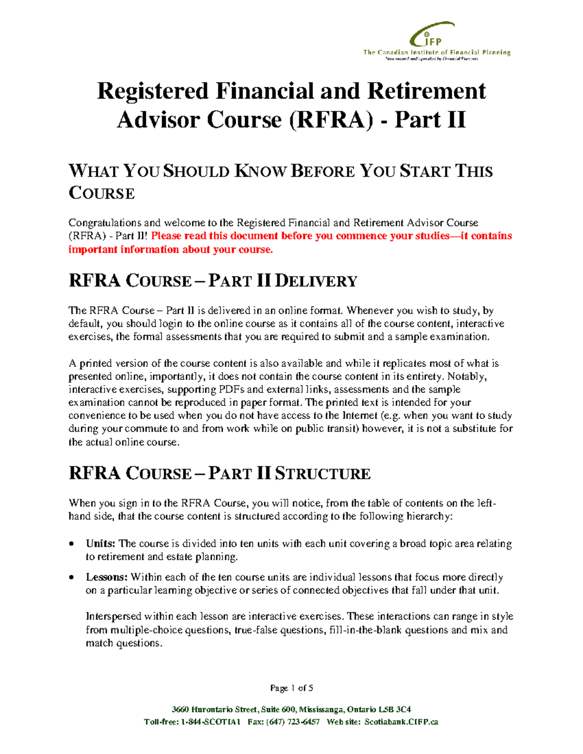 RFRA Part II: Essential Information for Course Success - Studocu
