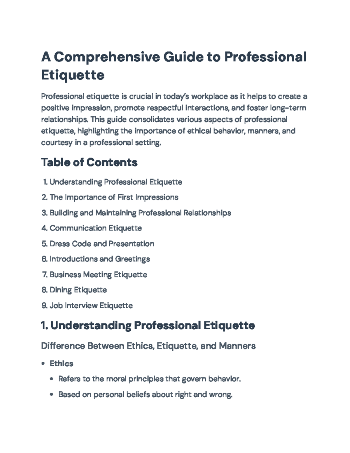 Professional Etiquette Guide: Essential Tips for Workplace Success - A ...