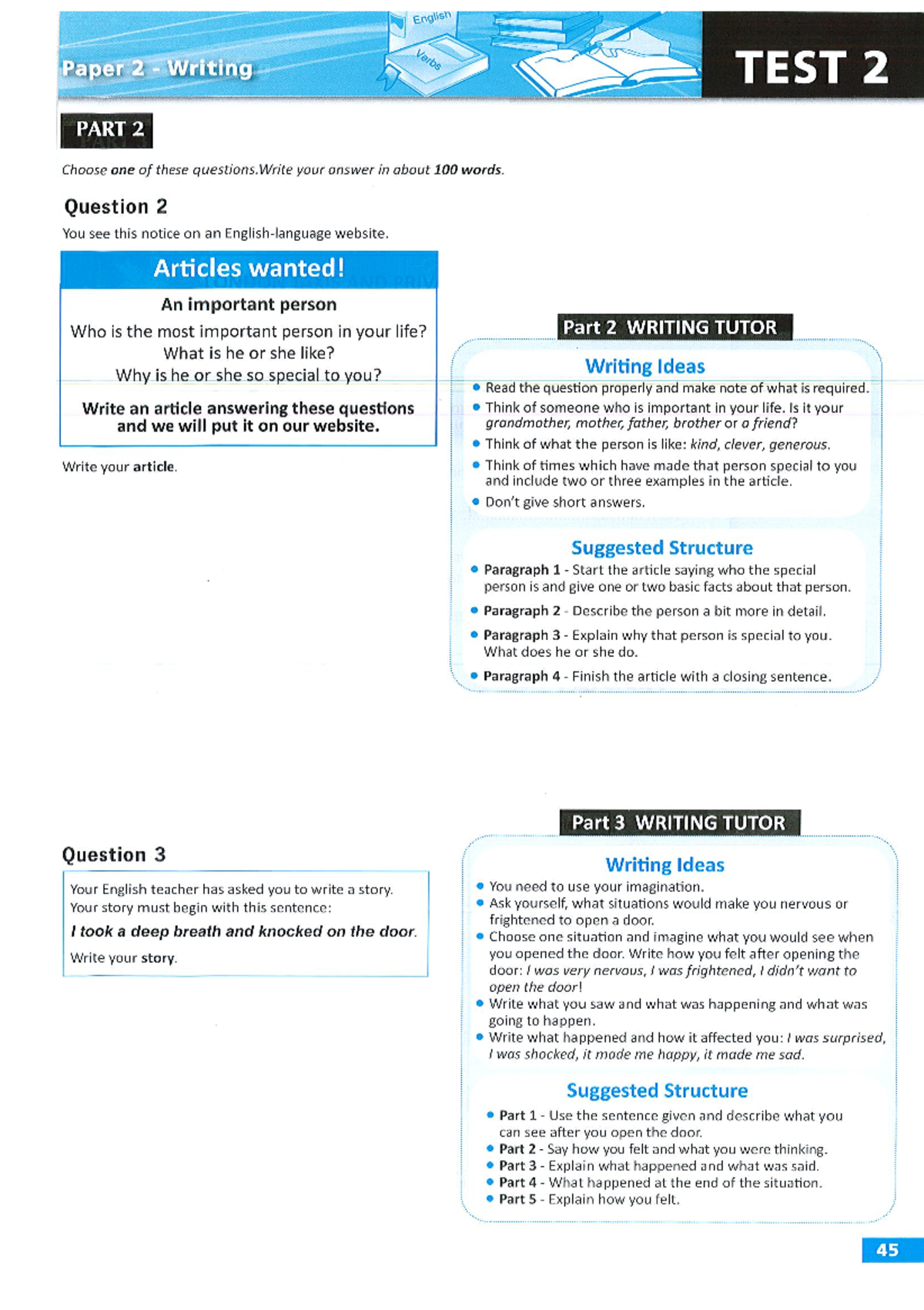 English Paper 2 Writing Test 2: Article & Story Prompts - Studocu