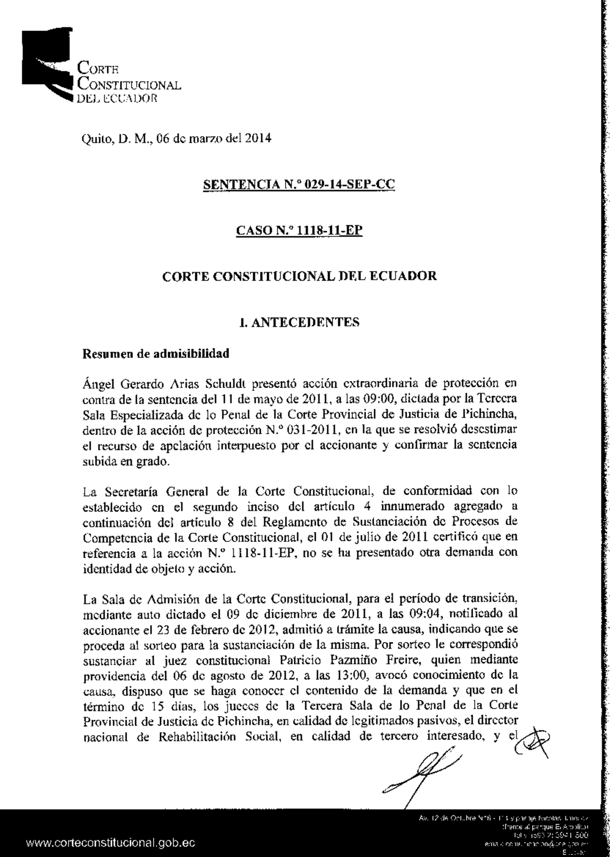 Sentencia 029-14-SEP-CC: Análisis y Jurisprudencia de Caso 1118-11-EP
