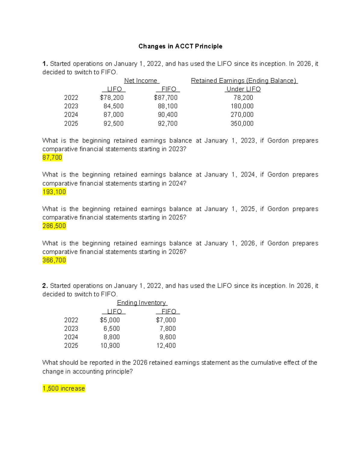 ACCT 202: Changes in Accounting Principles - LIFO to FIFO Analysis ...
