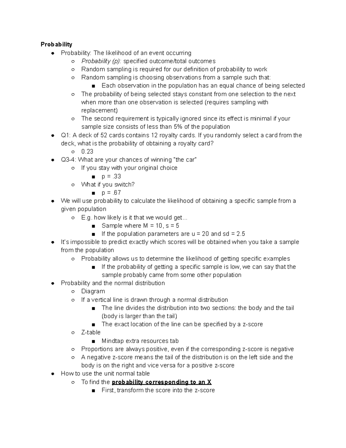 PSYC 243 Exam #2: Key Concepts and Notes on Probability and Hypothesis ...
