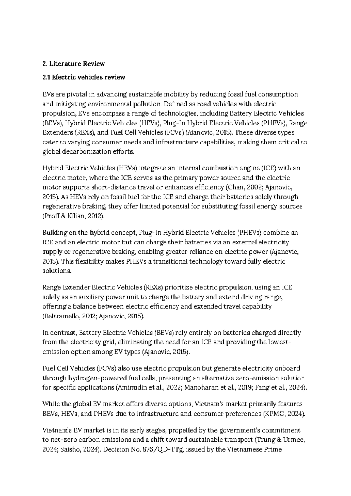 2. Literature Review: Electric Vehicles and Sustainable Mobility ...
