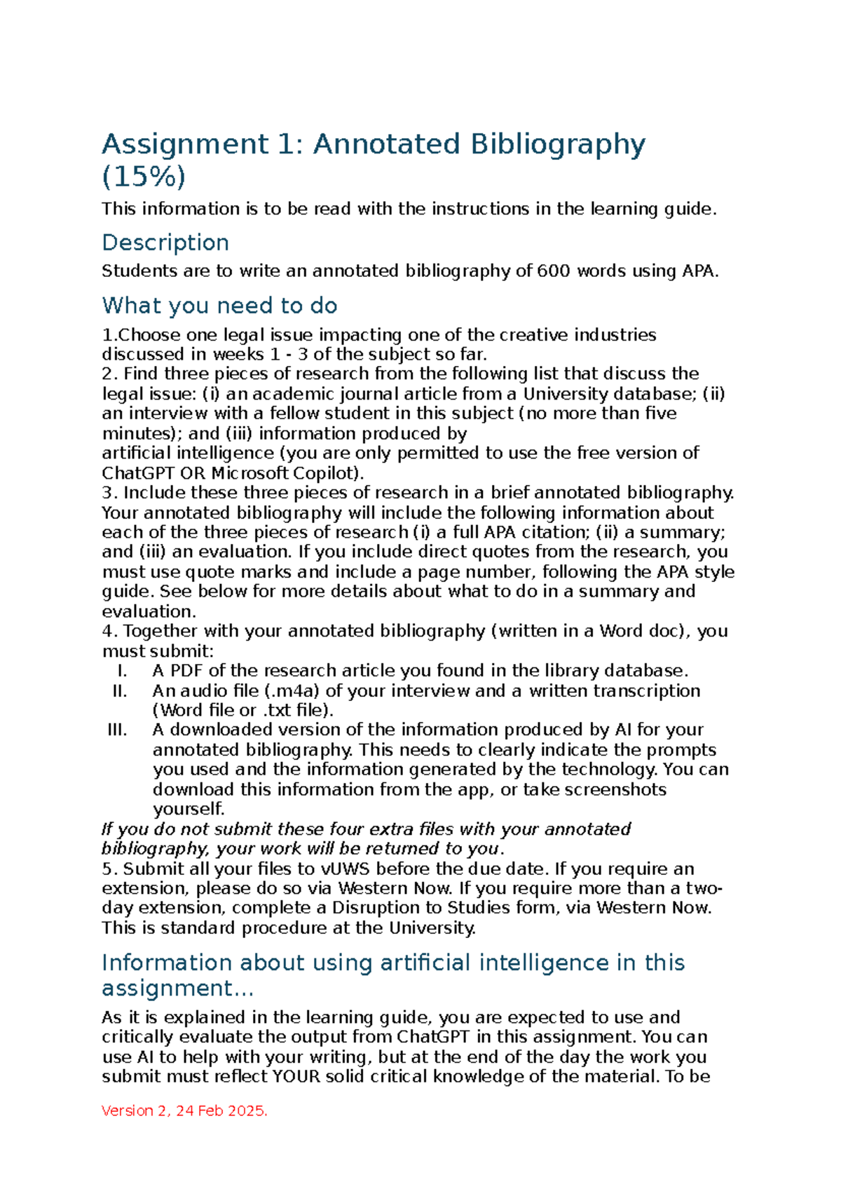 Annotated Bibliography Assignment 1: Legal Issues in Creative ...