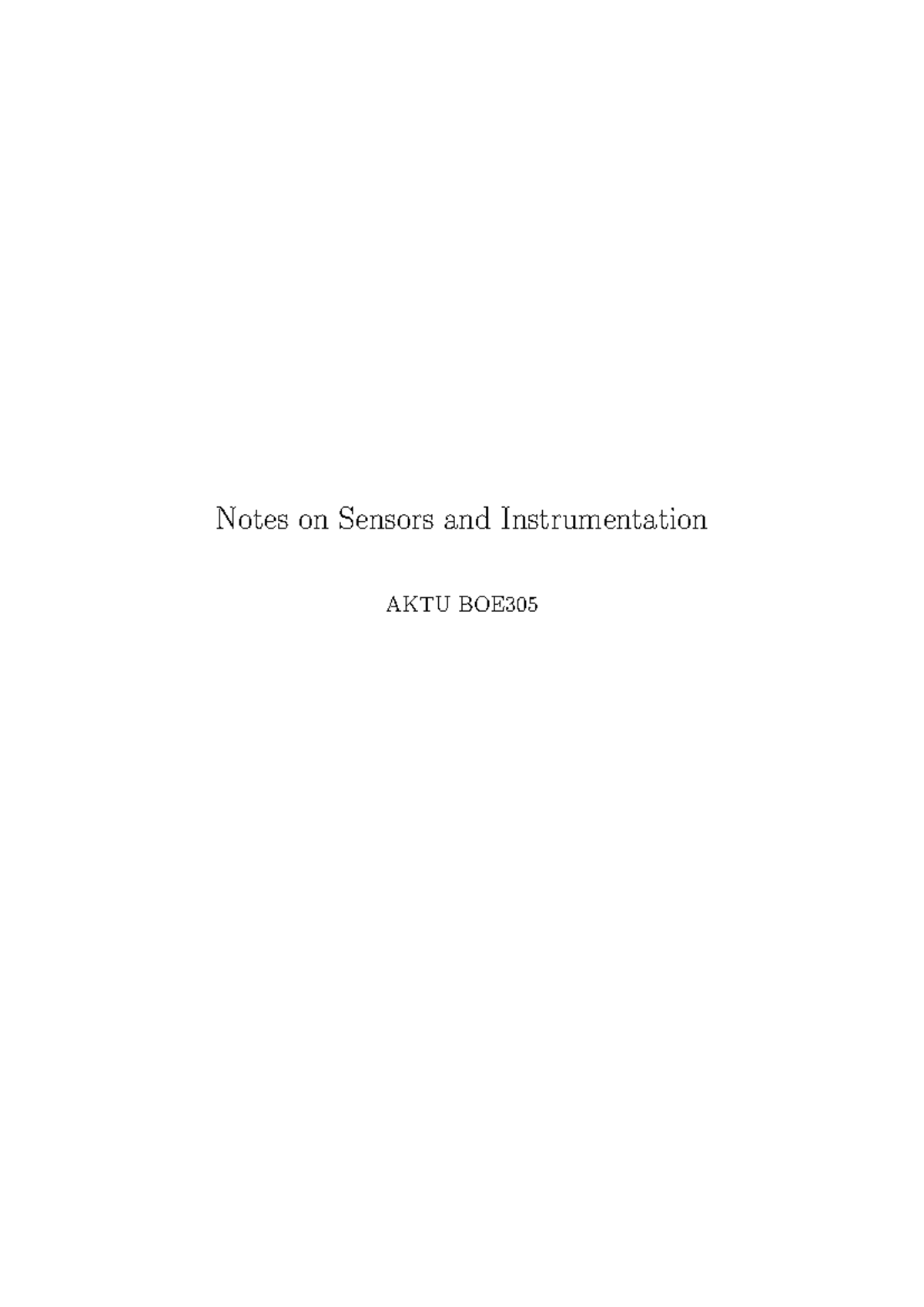 Unit 1 - Sensor Overview and Measurement Techniques Notes - Studocu