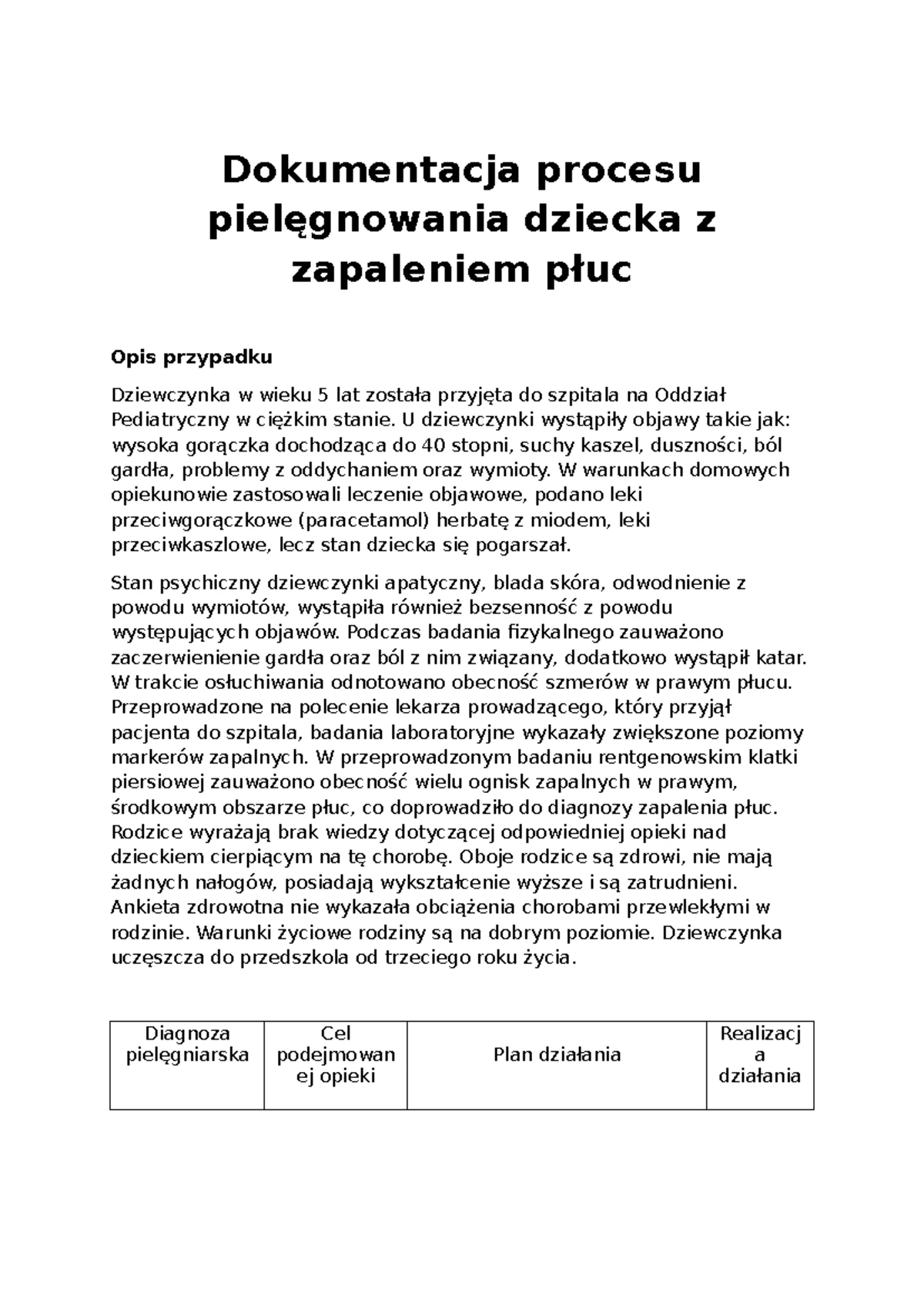 Proces Pielęgnowania Pacjenta Z Rakiem Płuc www.studocu.com