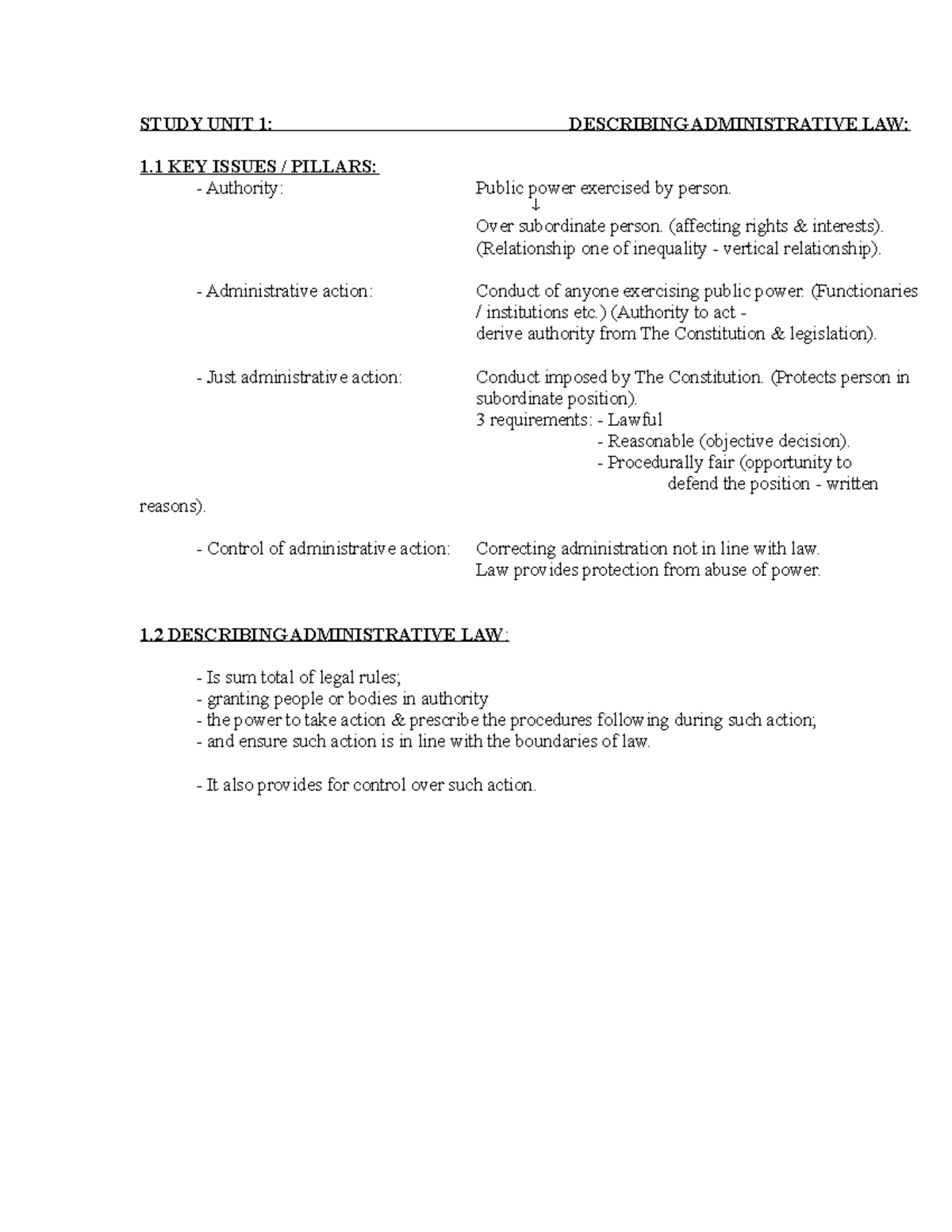ADL2601 Administrative Law Study Guide: Key Concepts & Sources - Studocu