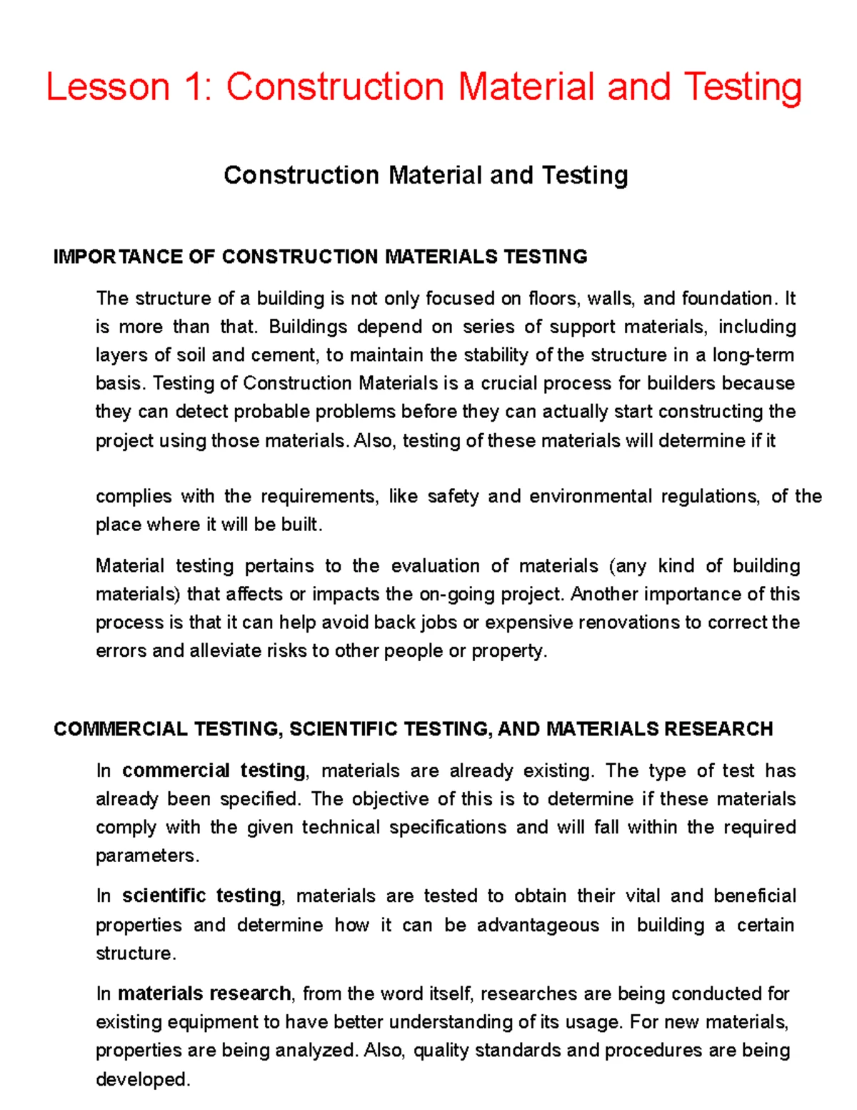 Masonry and Asphalt - Lesson 6 Masonry and Asphalt Common Materials in ...