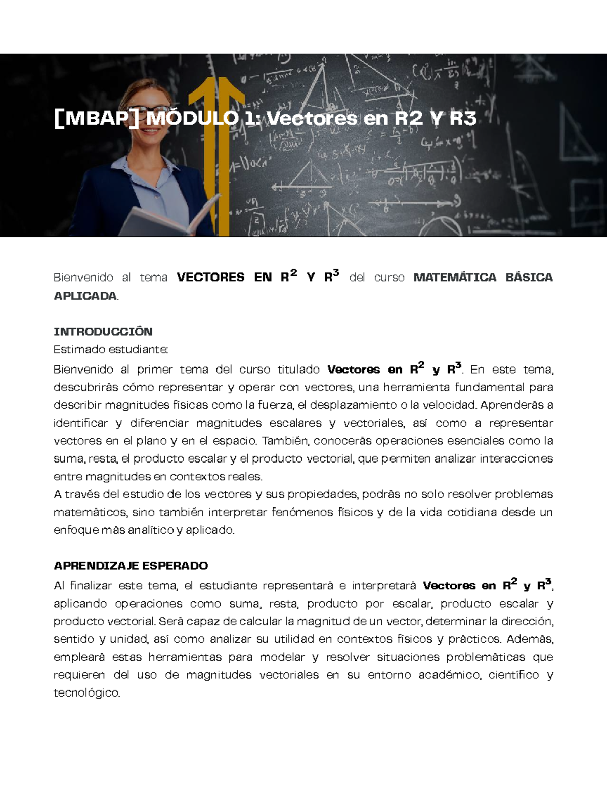 MÓDULO 1: Vectores en R2 y R3 - Matemática Básica Aplicada - Studocu