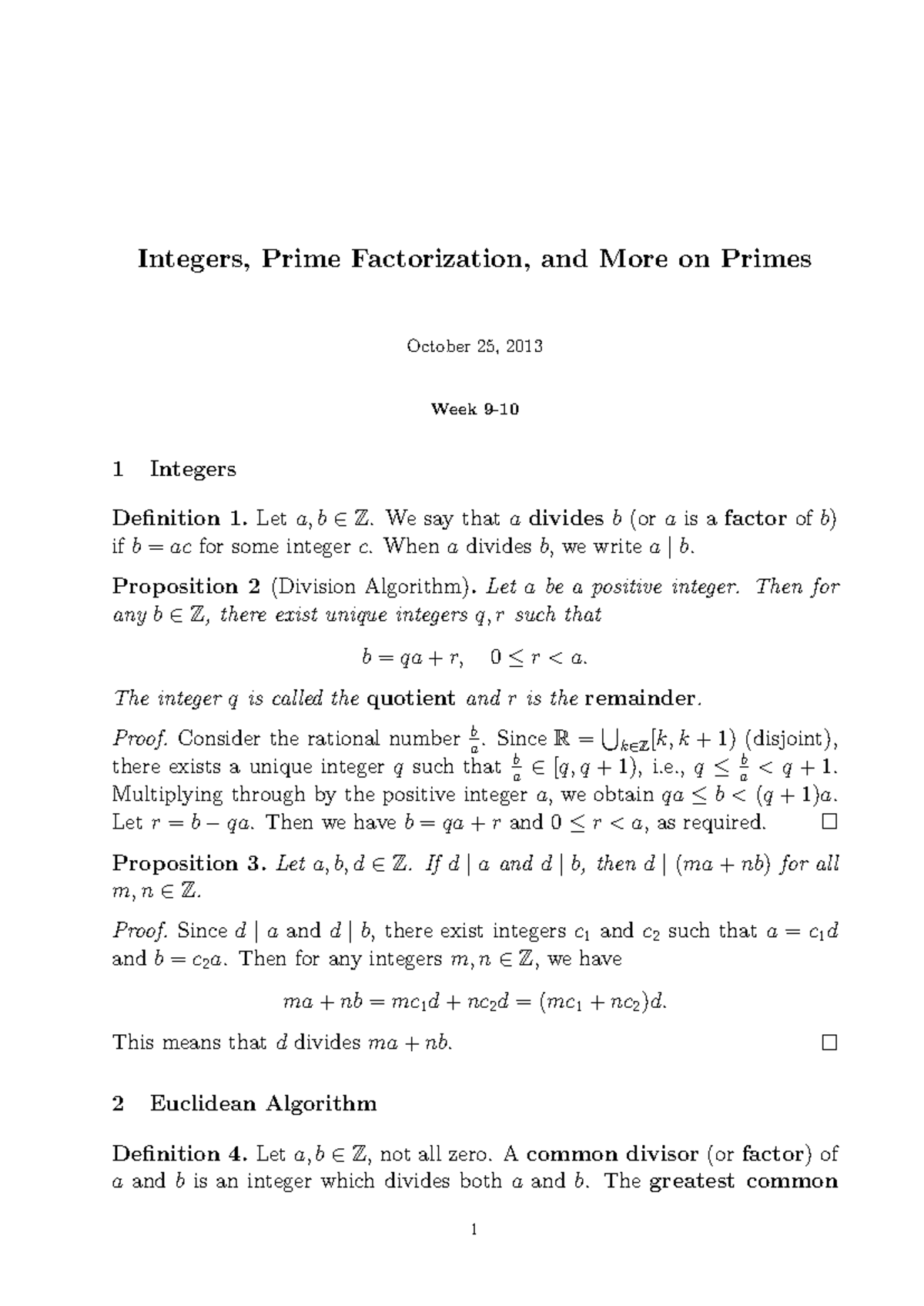 Week 9-10: Integers and Prime Factorization Concepts - Studocu