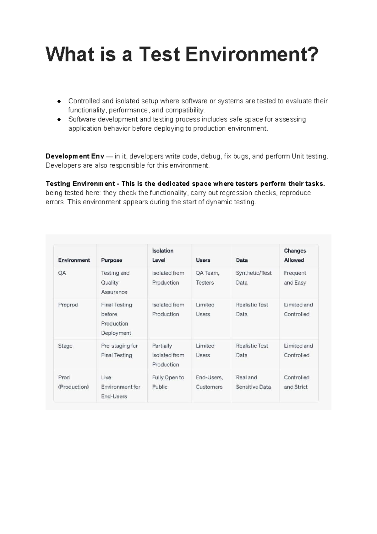 What is Test Environment QA, Stage, Preprod and Production - What is a ...
