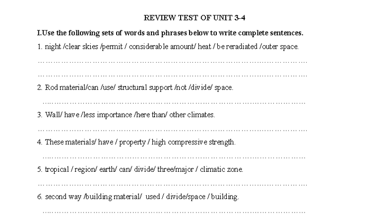 Units 3-4 Review Test on Building Materials and Structures - Studocu