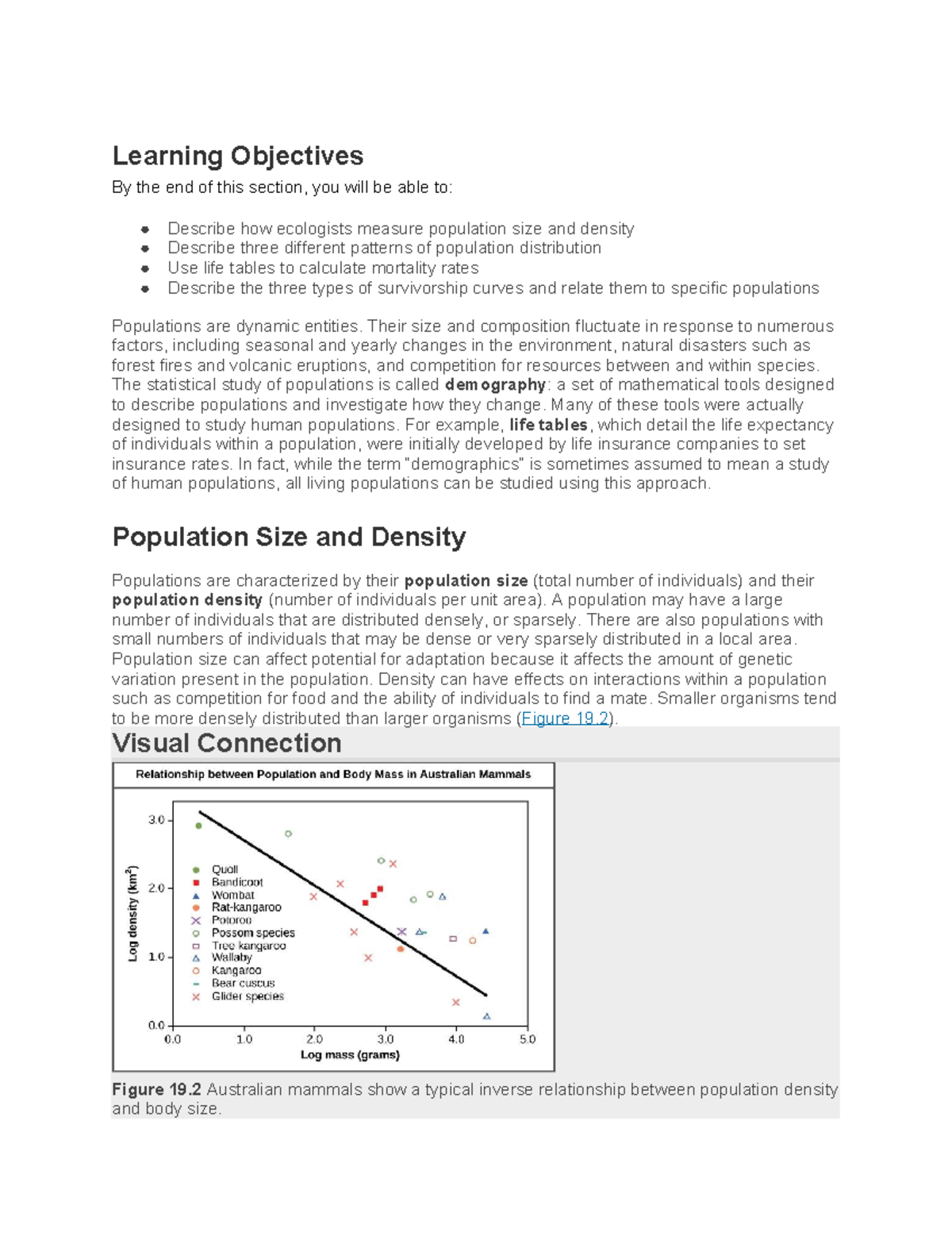 Demography and Population Dynamics: Measuring Size, Density, and ...