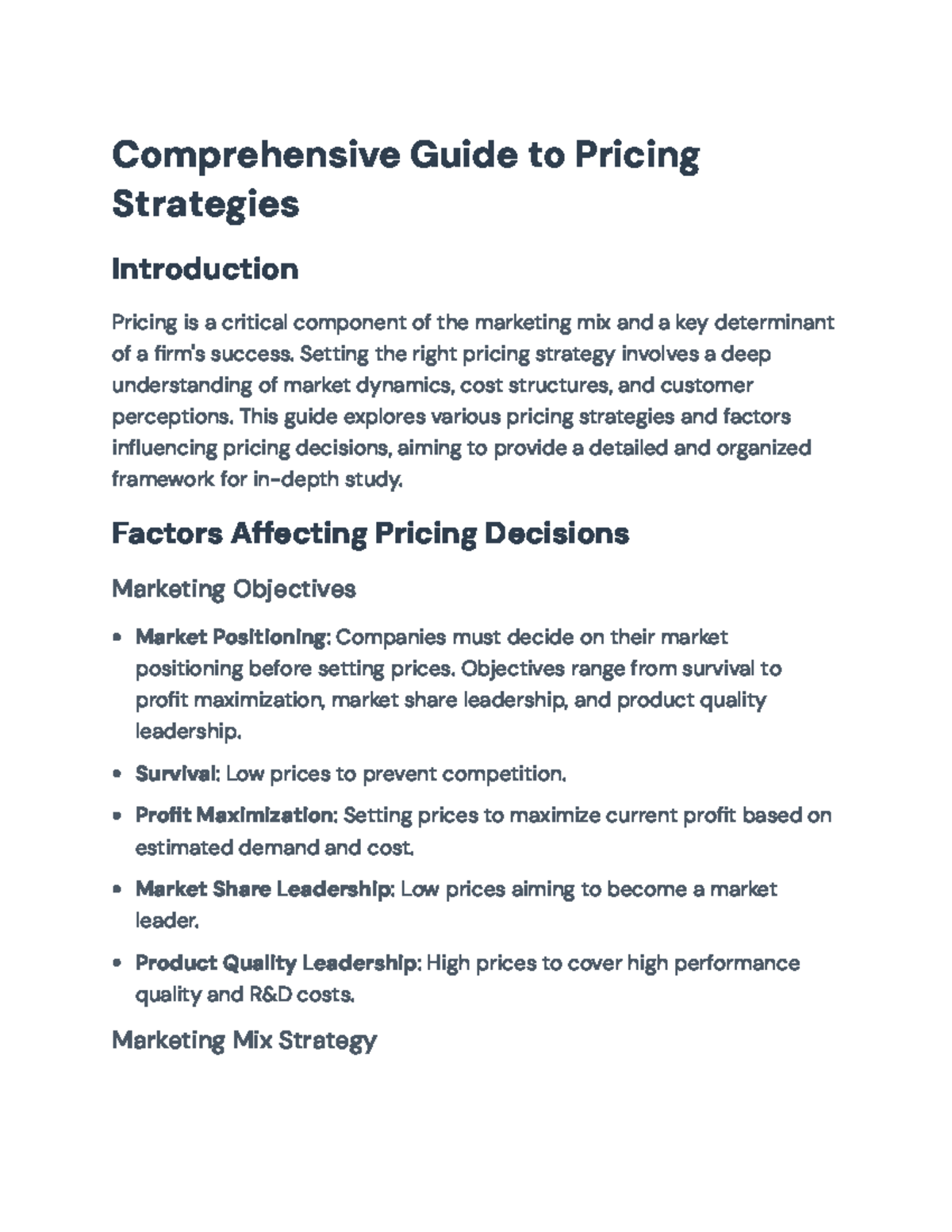 Comprehensive Guide to Pricing Strategies for Marketing Success ...