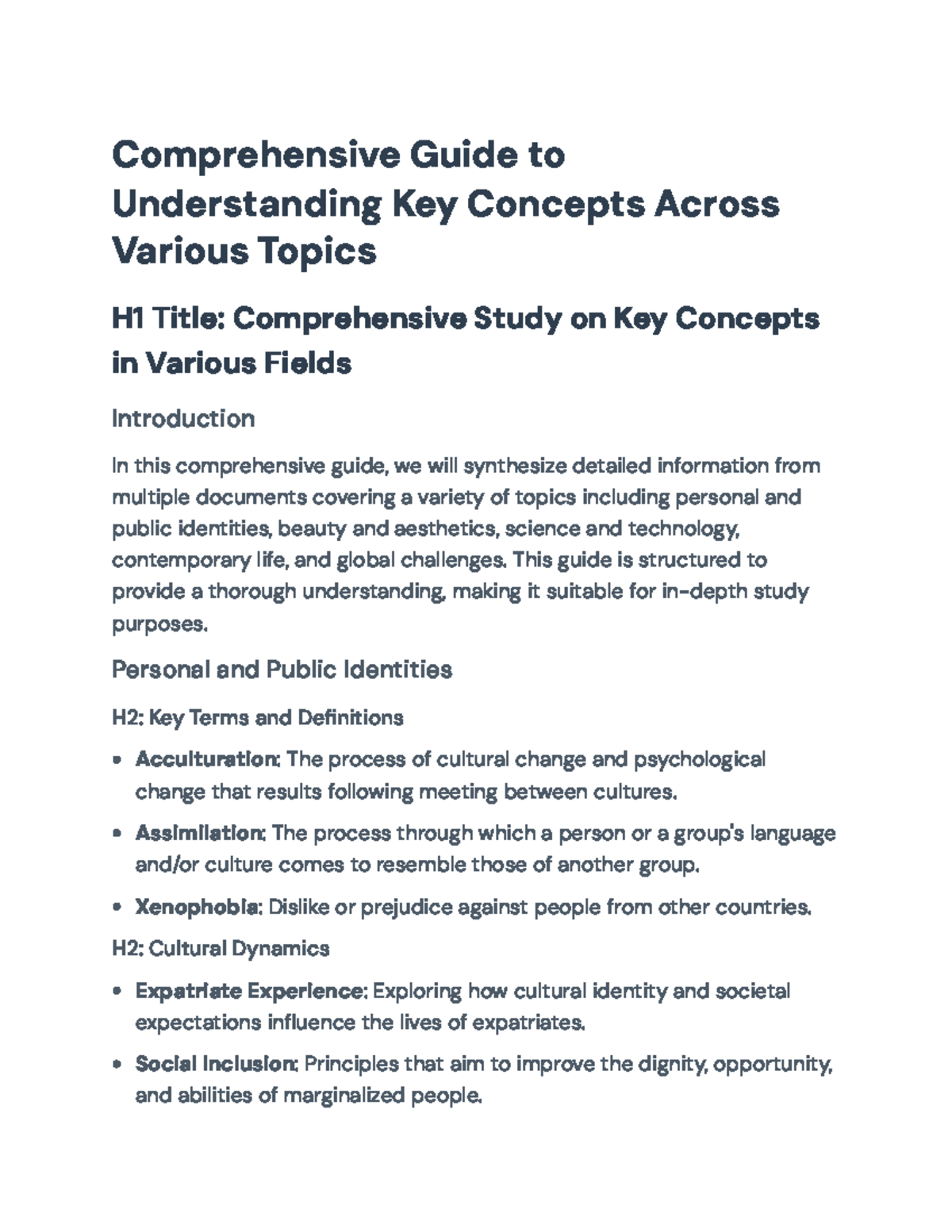 Comprehensive Study Guide on Key Concepts in Various Fields - Studocu