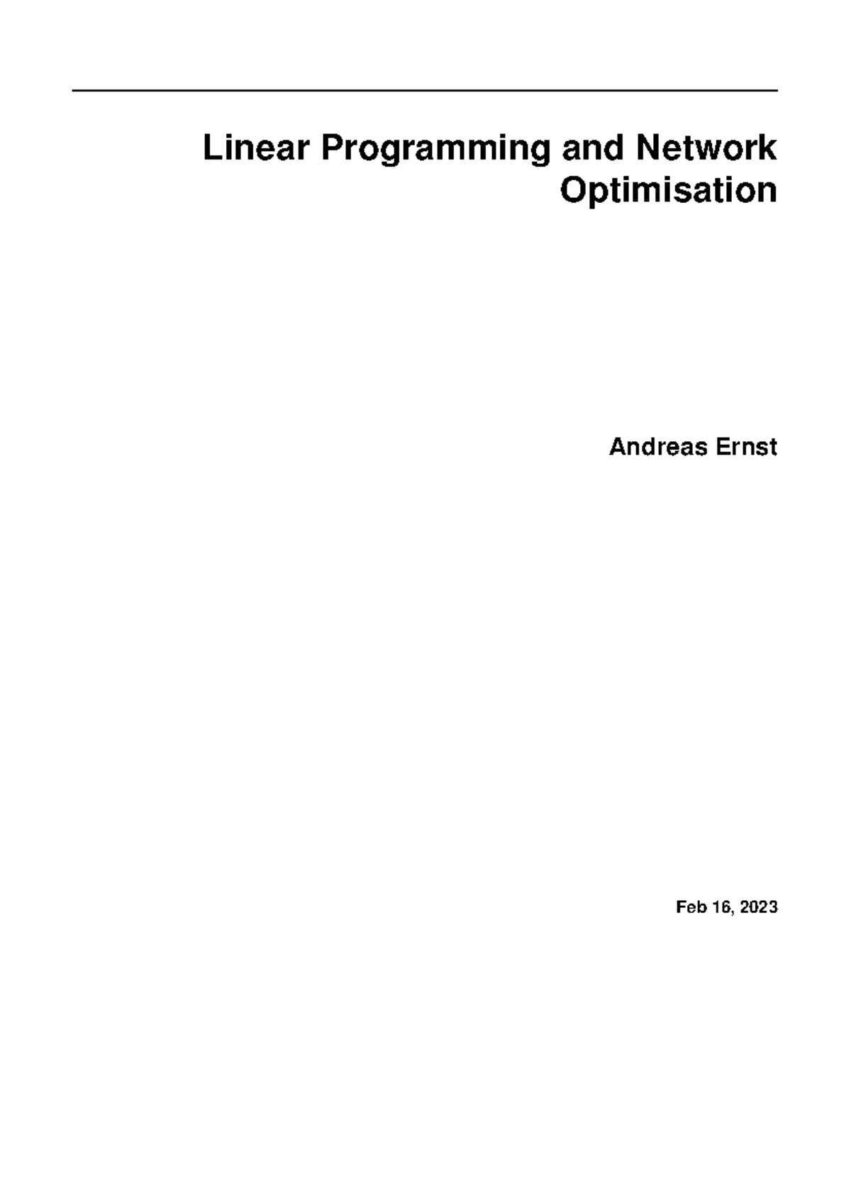 MTH330 Lecture Notes on Linear Programming & Network Optimisation ...