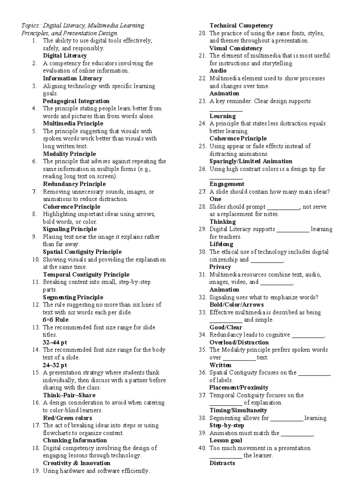 Digital Literacy & Multimedia Learning Principles: Key Concepts ...