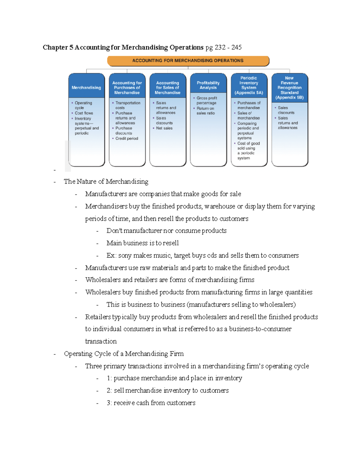 ACCT 5-8 Chapter Notes: Accounting for Merchandising Operations and ...