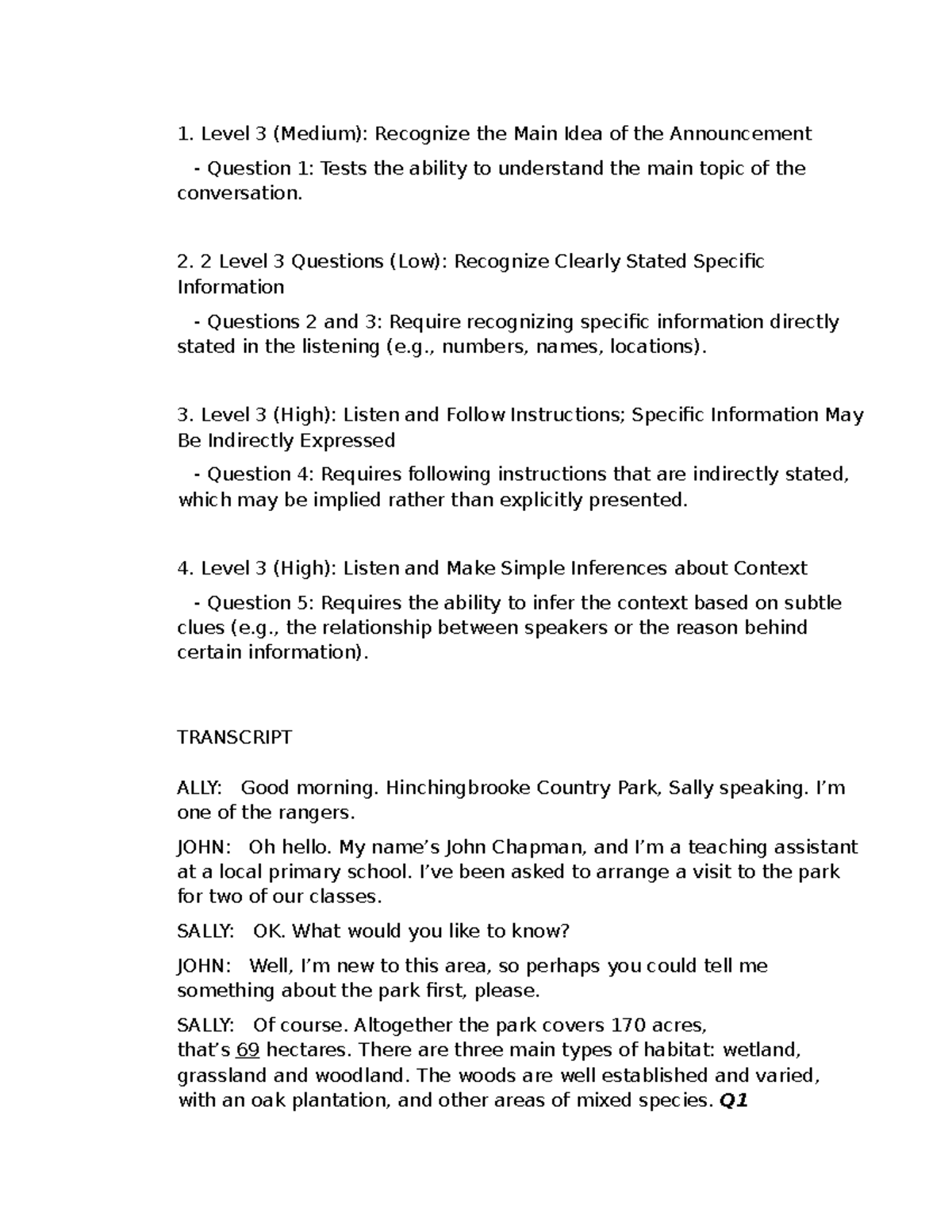 ĐẶC TẢ + Transcript - None - Level 3 (Medium): Recognize the Main Idea ...