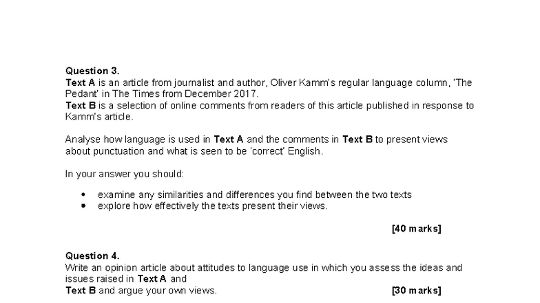 Grammar - AQA English Language A level Paper 2 Practice - Question 3 ...