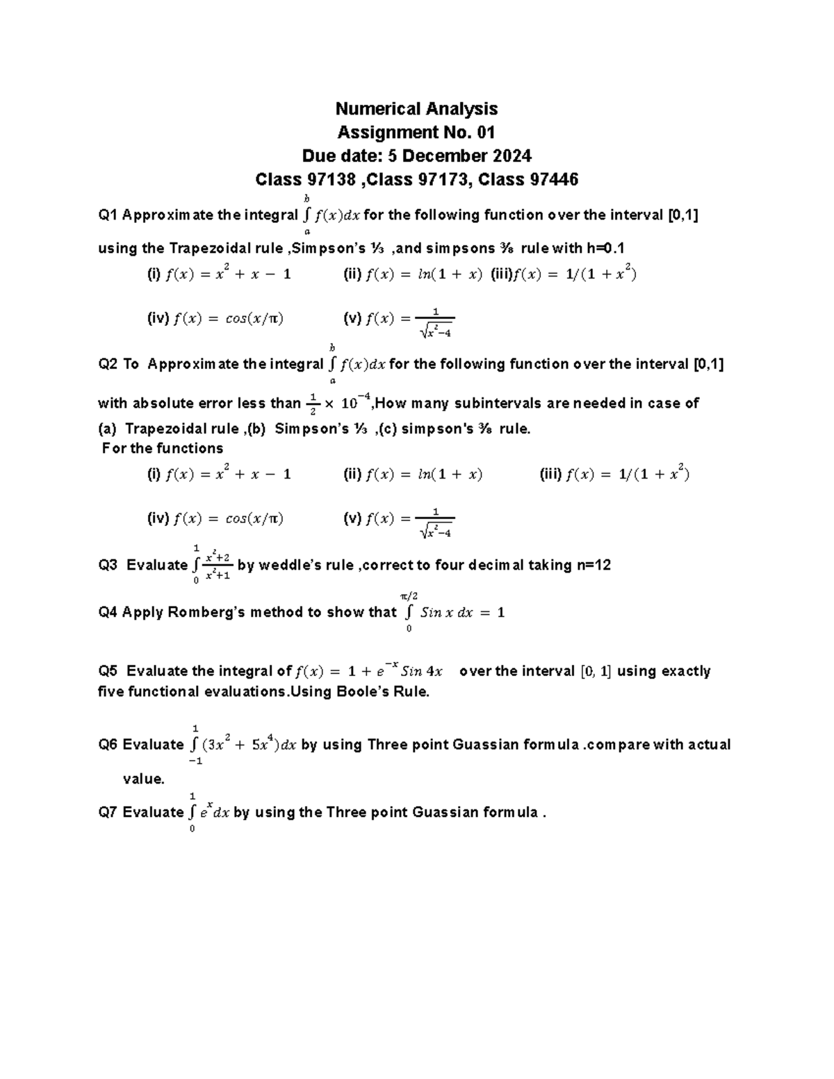 Numerical Analysis Assignment No. 02 (Class 97138, 97173, 97446) - Studocu