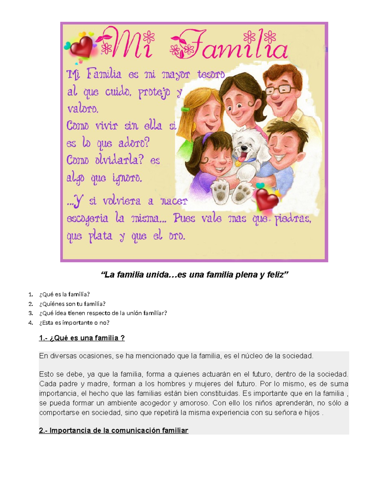 La Importancia de la Comunicación y Valores en la Familia - 330381525 ...