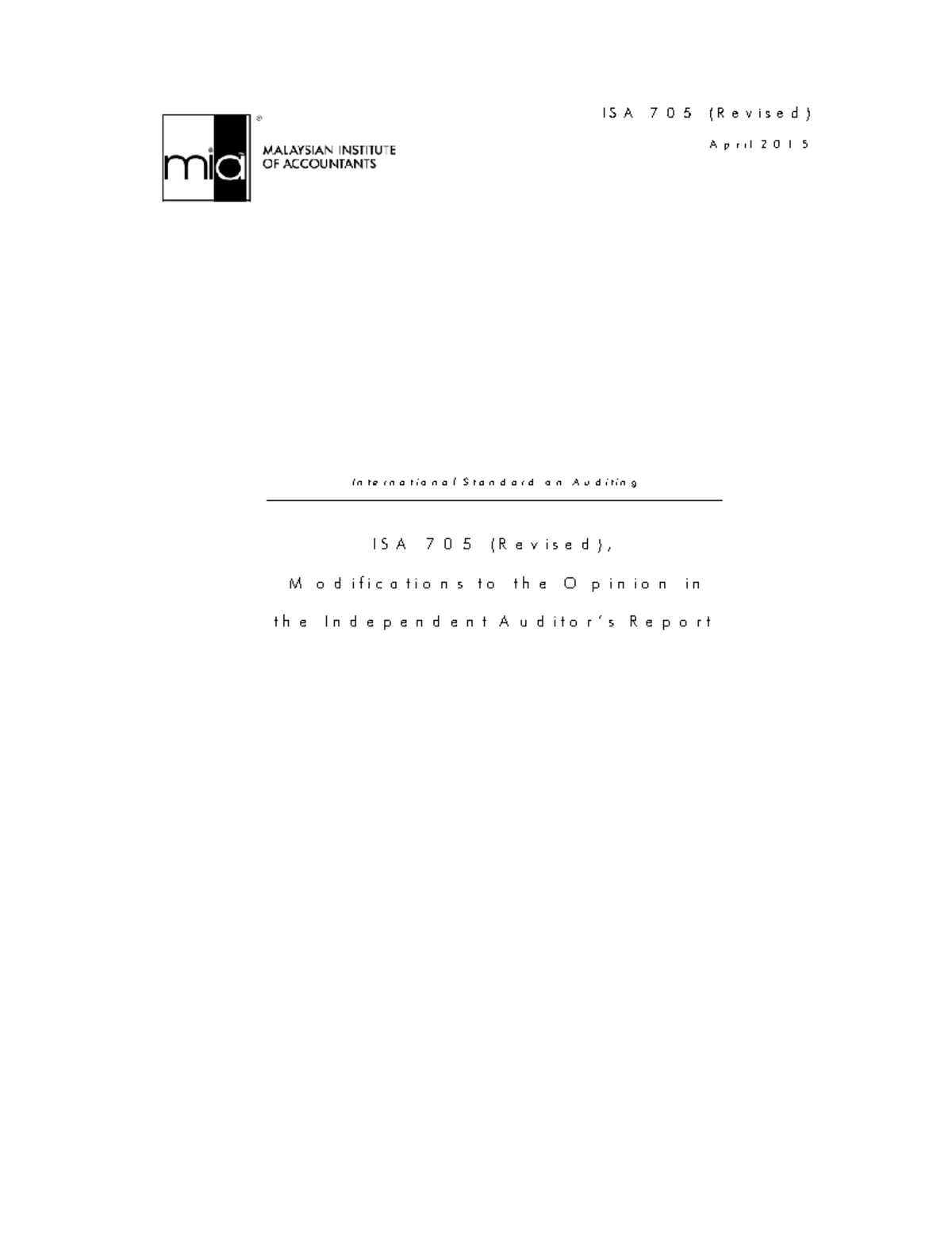 ISA 705 (Revised) - Modifications to the Opinion in Audit Reports - Studocu