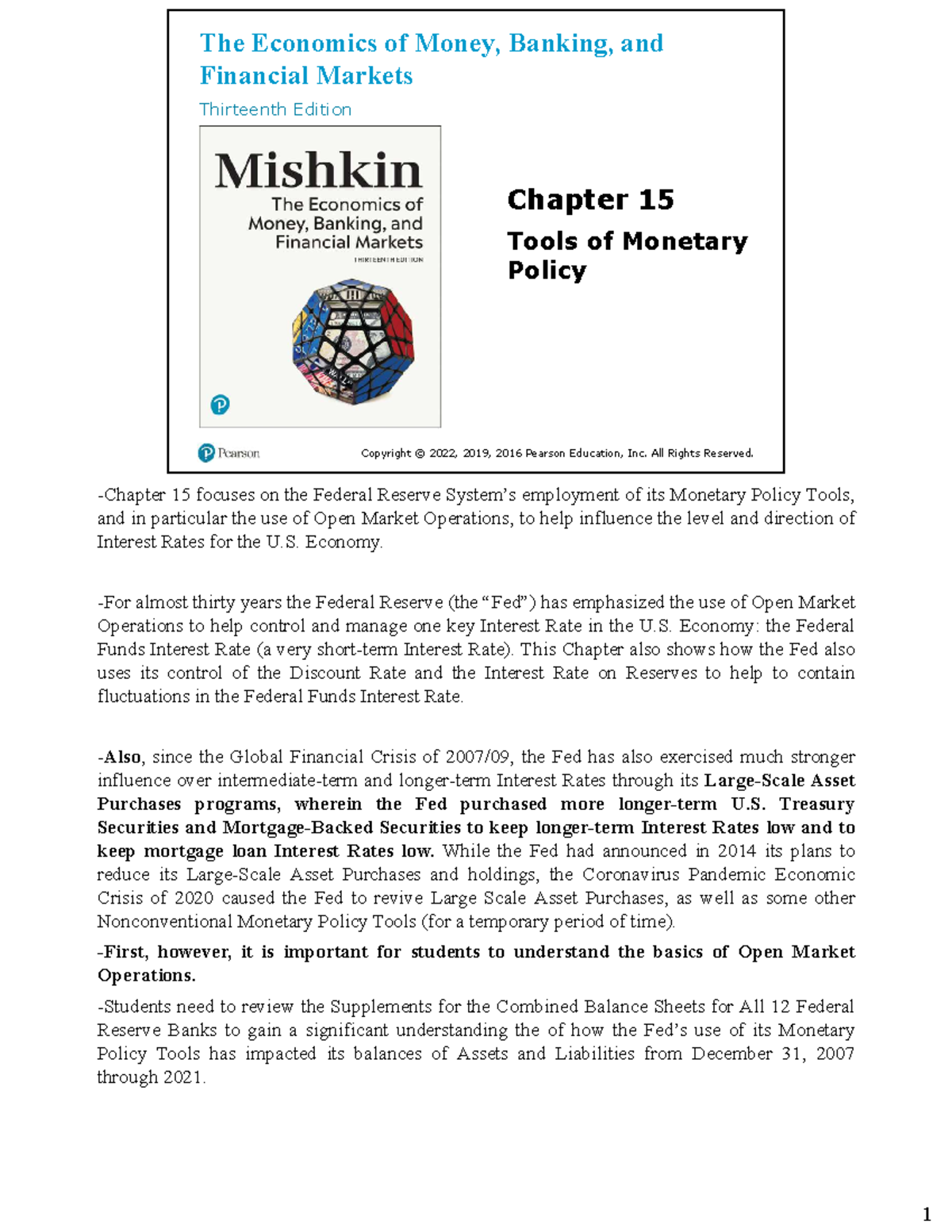 Monetary Policy Tools and FOMC Press Releases: Chapter 15 Overview ...