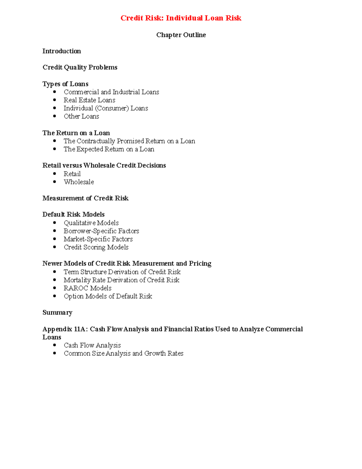 Credit Risk Individual Loan Risk - Credit Risk: Individual Loan Risk ...