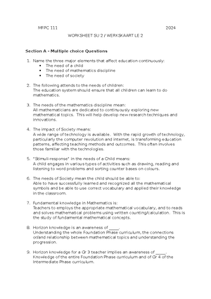 [Solved] MFPC 111 previous question paper - Mathematics For Early ...