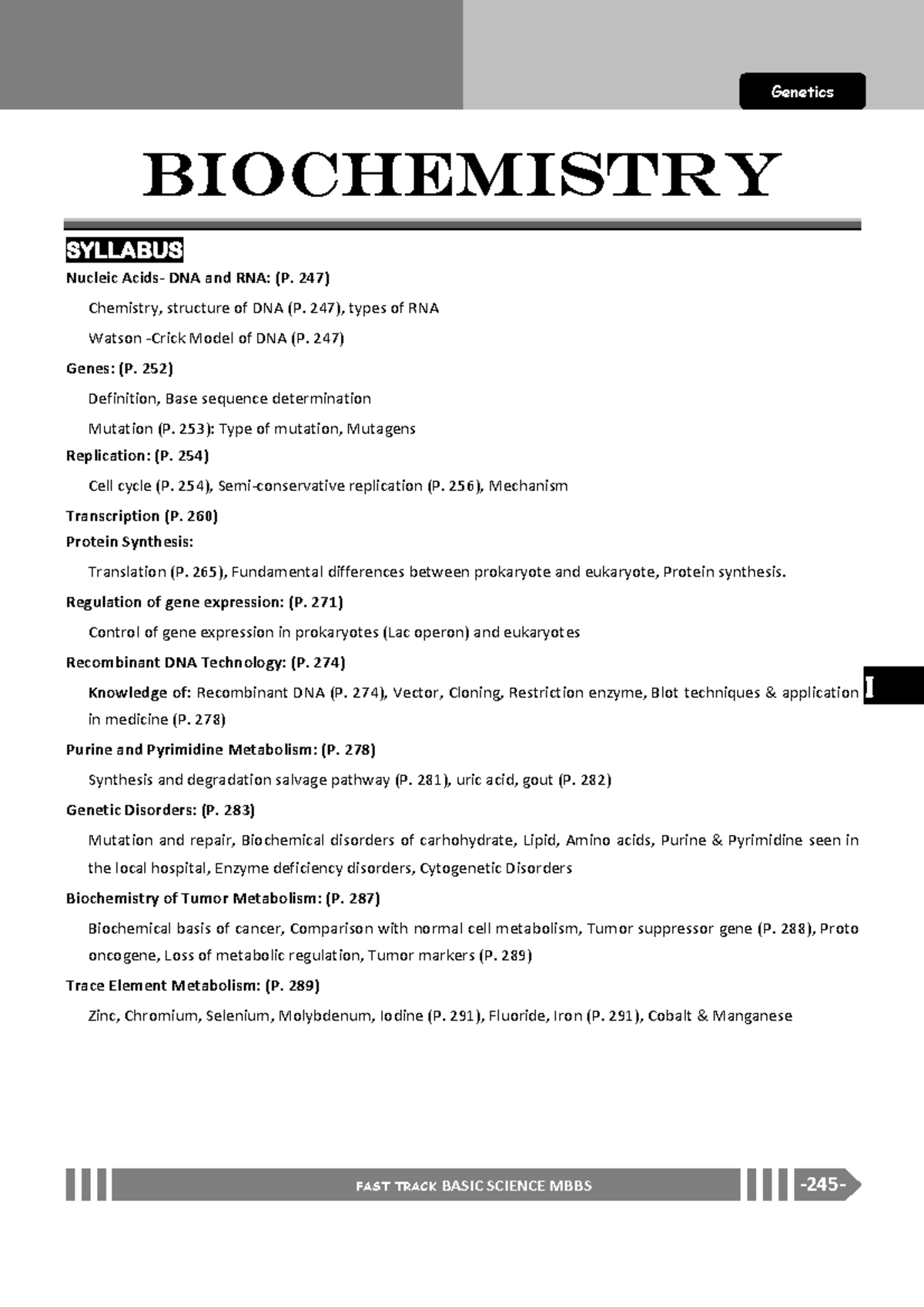 Genetics Biochemistry Syllabus: Key Concepts and Processes (FAST TRACK ...