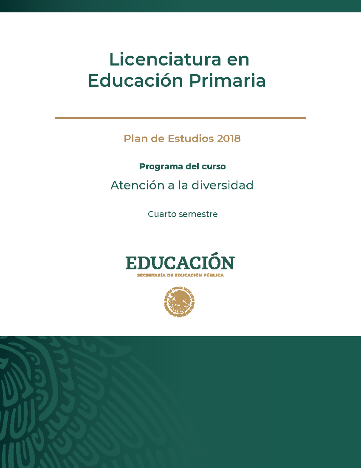 Atención a la Diversidad - Plan de Estudios 2018 Programa del curso ...
