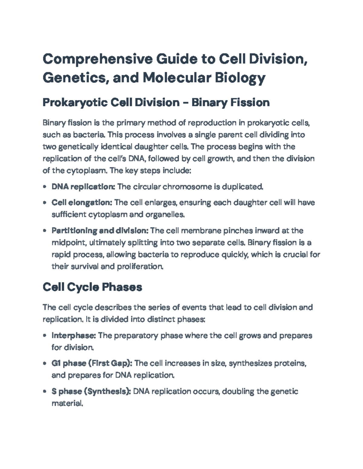 Biology Course Notes: Cell Division & Genetics Concepts - Studocu