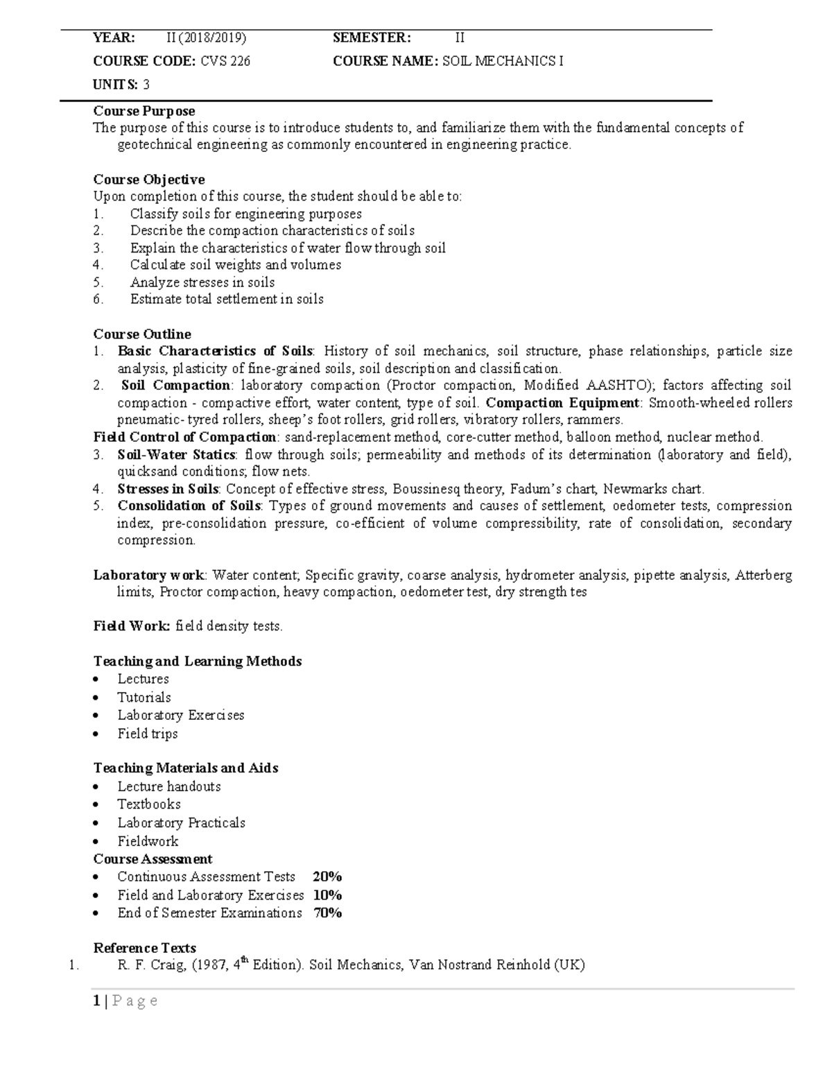 CVS 226: Introduction to Soil Mechanics - Course Overview and Concepts ...