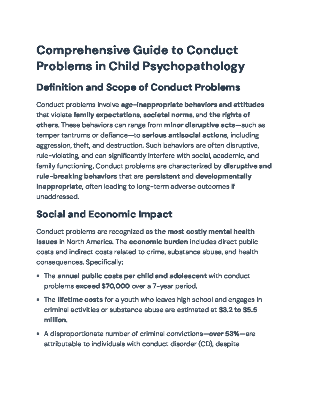 Comprehensive Overview of Conduct Problems in Child Psychopathology ...