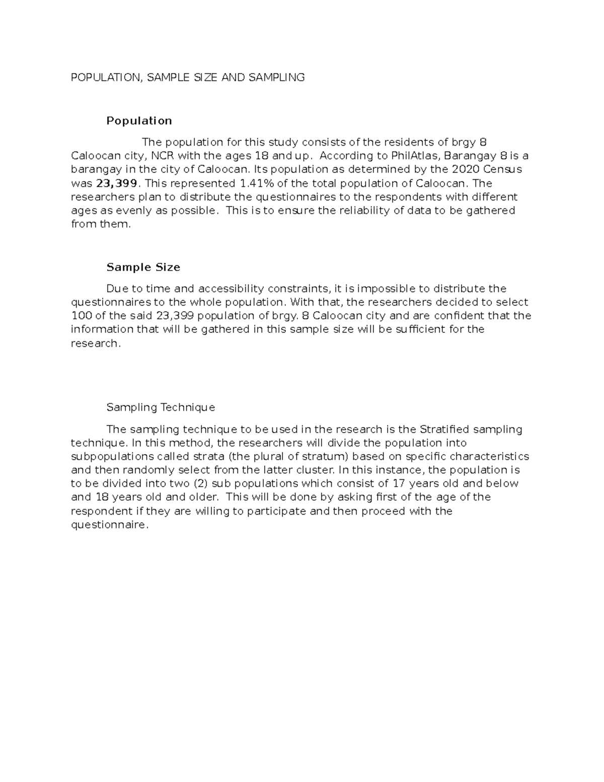 Population - research - POPULATION, SAMPLE SIZE AND SAMPLING Population ...