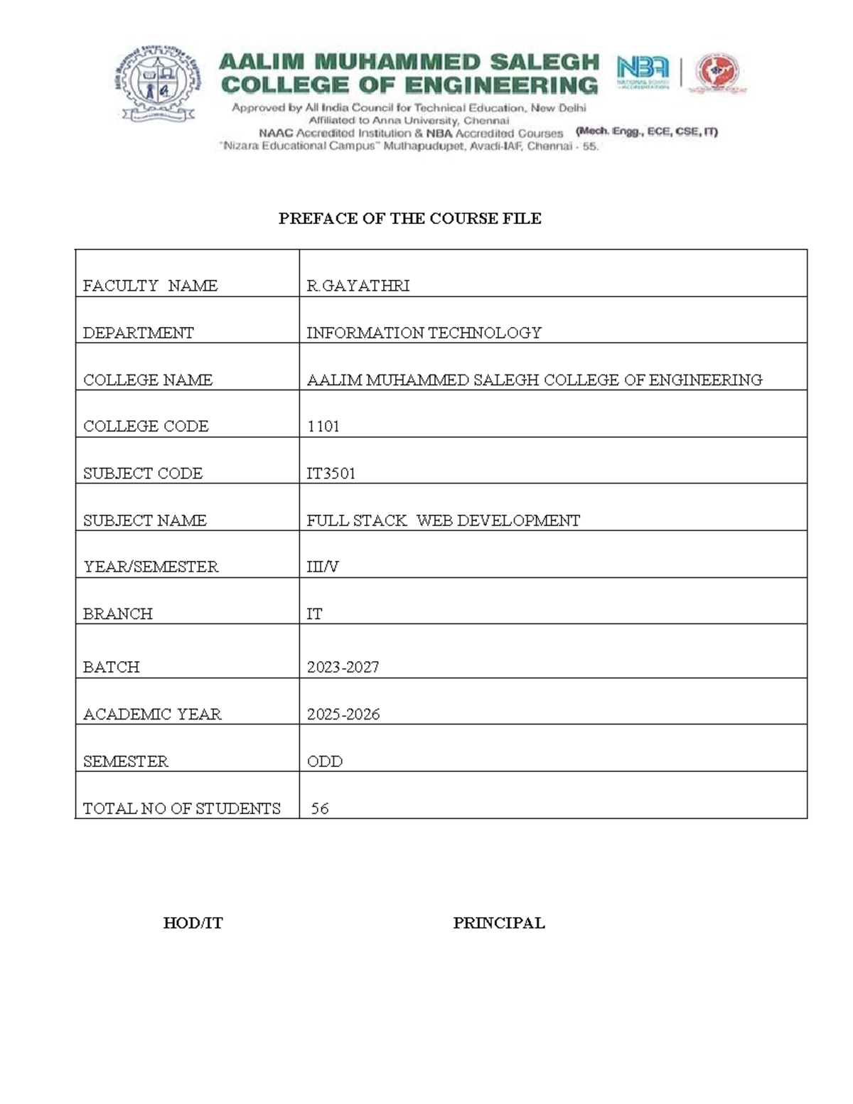 Course File for IT3501 & CD3291: Full Stack Web Dev & Data Structures ...