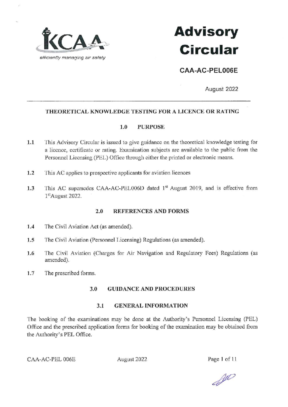 CAA AC PEL 006: Theoretical Knowledge Testing for Licences & Ratings ...