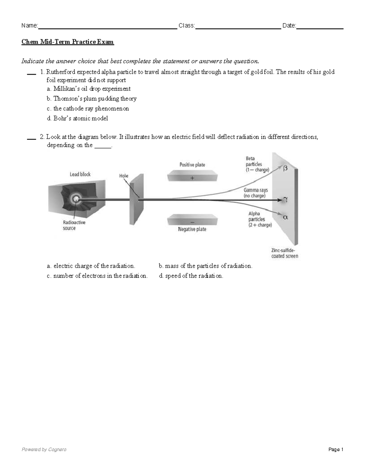 Chem 101 Midterm Practice Exam - Studocu