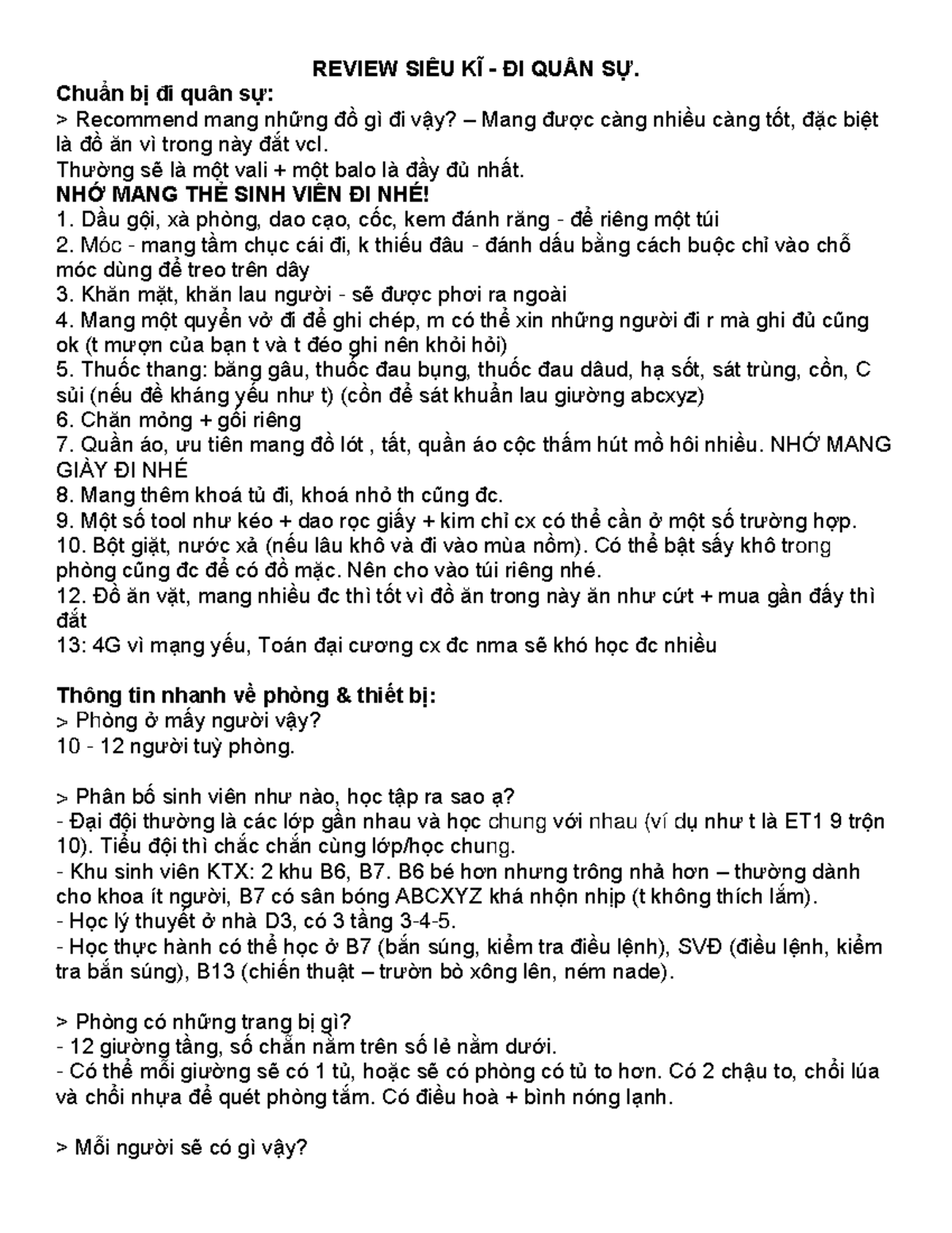 Review SIÊU KĨ QUÂN SỰ BK: Hướng Dẫn Chuẩn Bị Đi Quân Sự - Document Preview