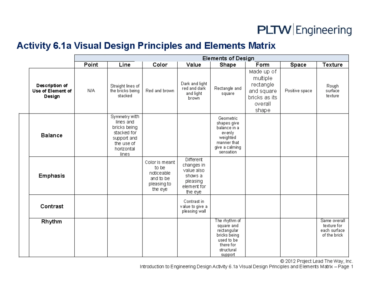 Visual Design Principles & Elements Matrix - Activity 6 (ID 6 1a) - Studocu