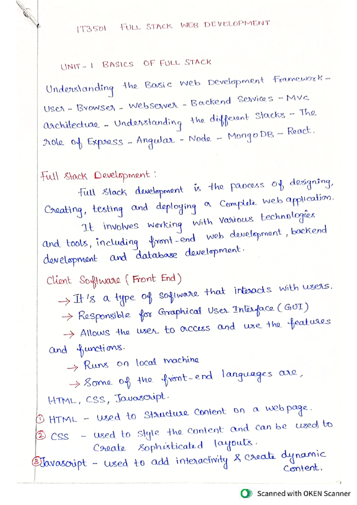 IT3501 Final Exam Notes on Full Stack Web Development - Node.js - Studocu