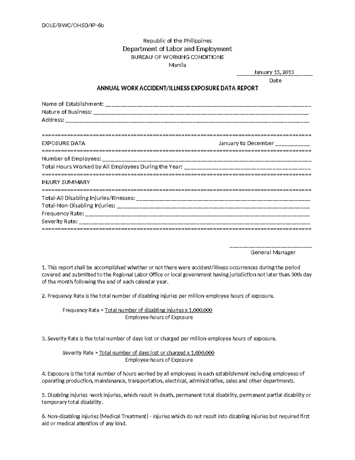 AEDR-DOLE - Annual Work Accident and Illness Data Report - Studocu