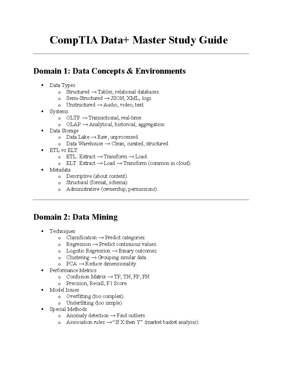 CompTIA Data+ Study Guide: Key Concepts and Techniques - Studocu