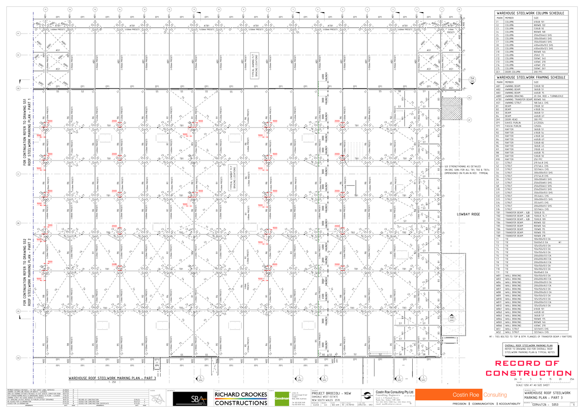 C1 AB2 Warehouse Steelwork Column Schedule & Marking Plan - Studocu