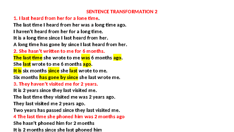SENTENCE REWRITING 2 (PAGE 32-34) - TRANSFORMATION EXAMPLES - Studocu