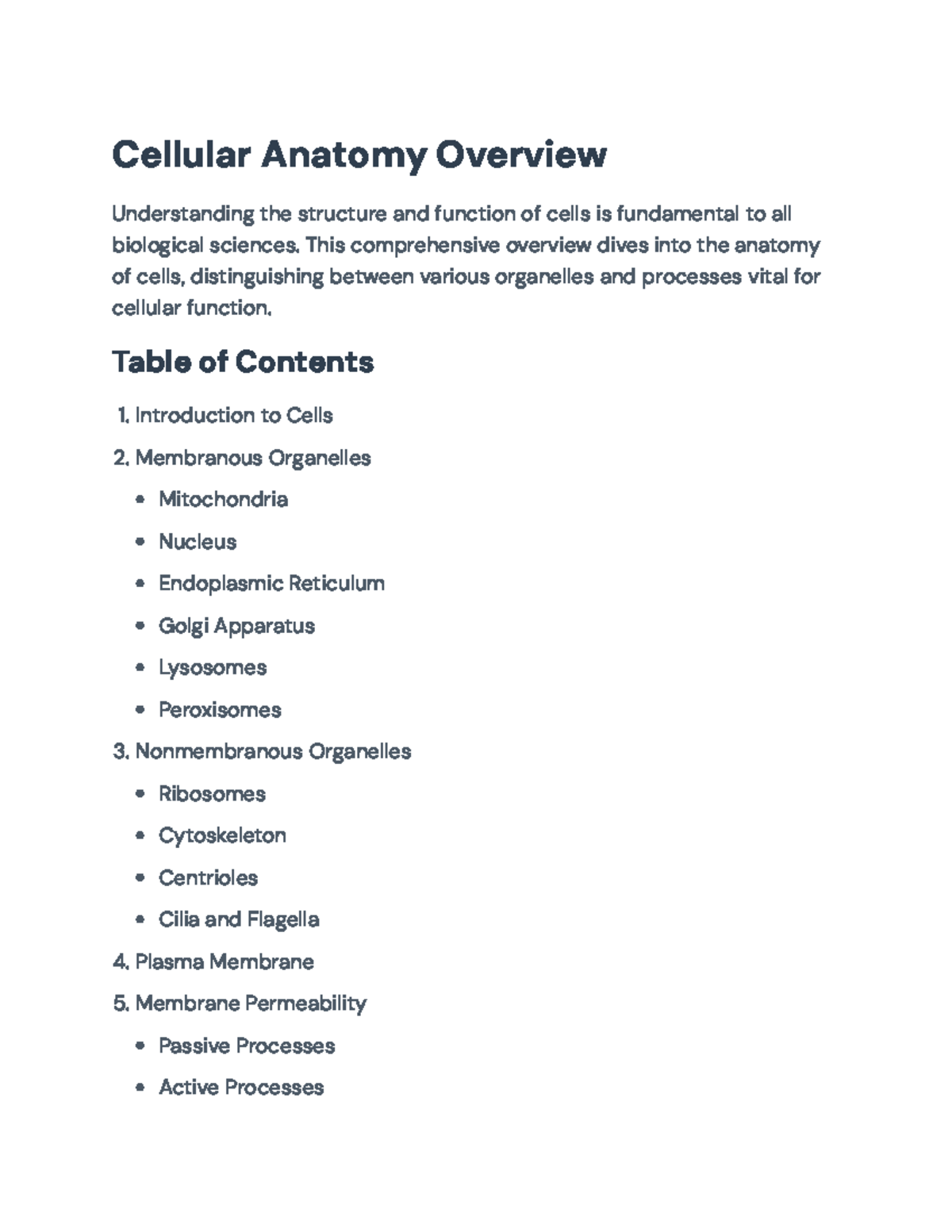 Cellular Anatomy Overview: Functions of Organelles and Membrane ...