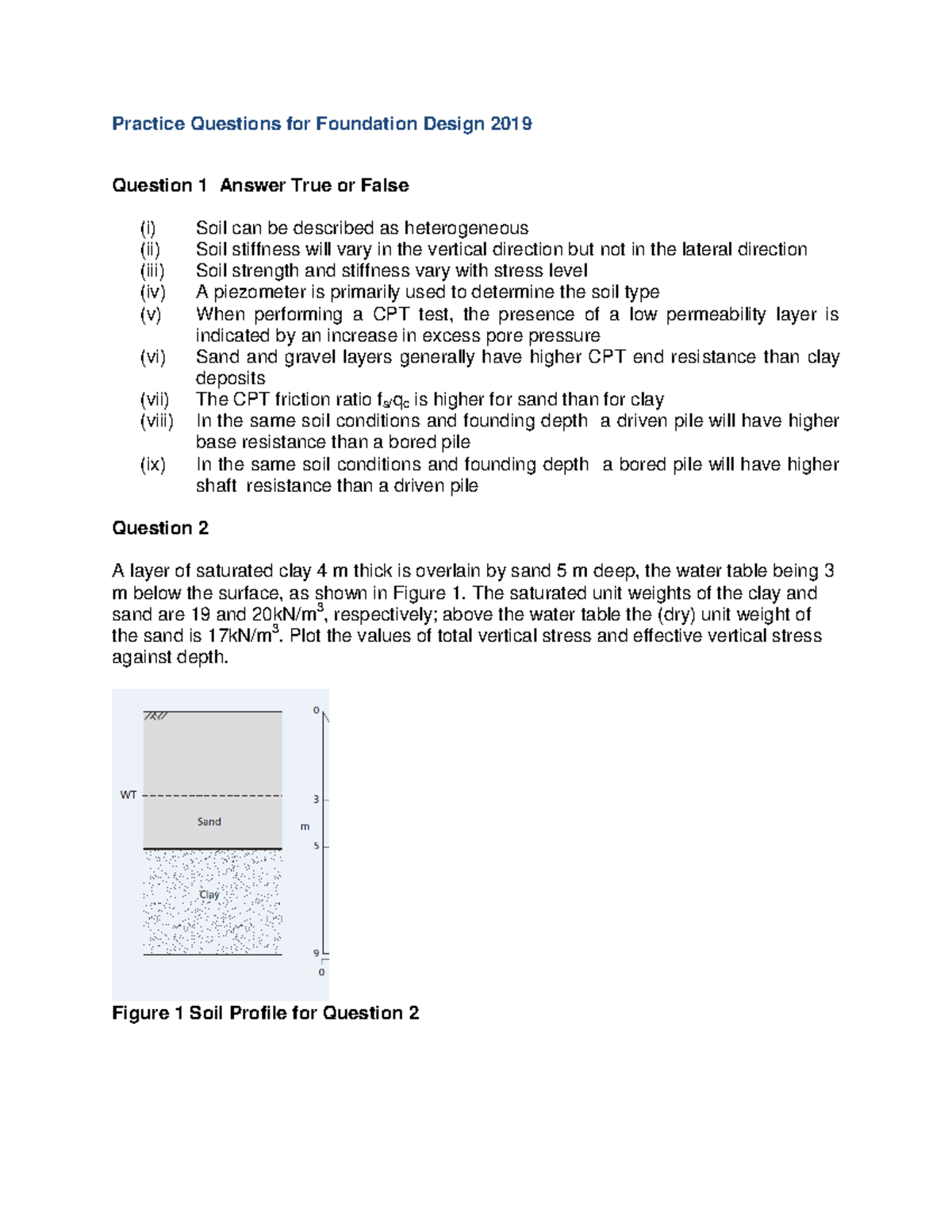 Practice Questions for Foundation Design 2019 - No Answers Provided ...