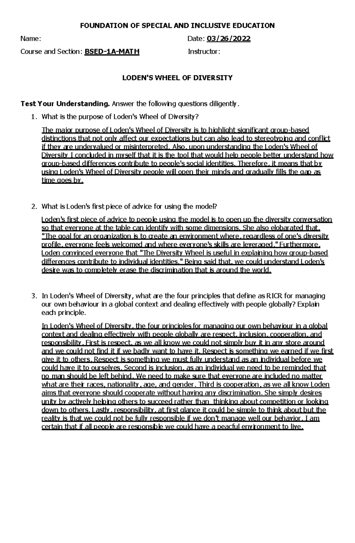 BSED-1A-MATH: Activity 2 - Understanding Loden's Wheel of Diversity ...